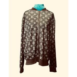 JACKET: Brown & Tan Monogram Design w/Zipper NWT